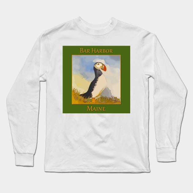 Puffin of the Eastern Egg Island outside of Bar Harbor Maine Long Sleeve T-Shirt by WelshDesigns
